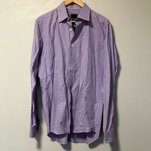 David Donahue Trim Purple Checkered Button Down Shirt